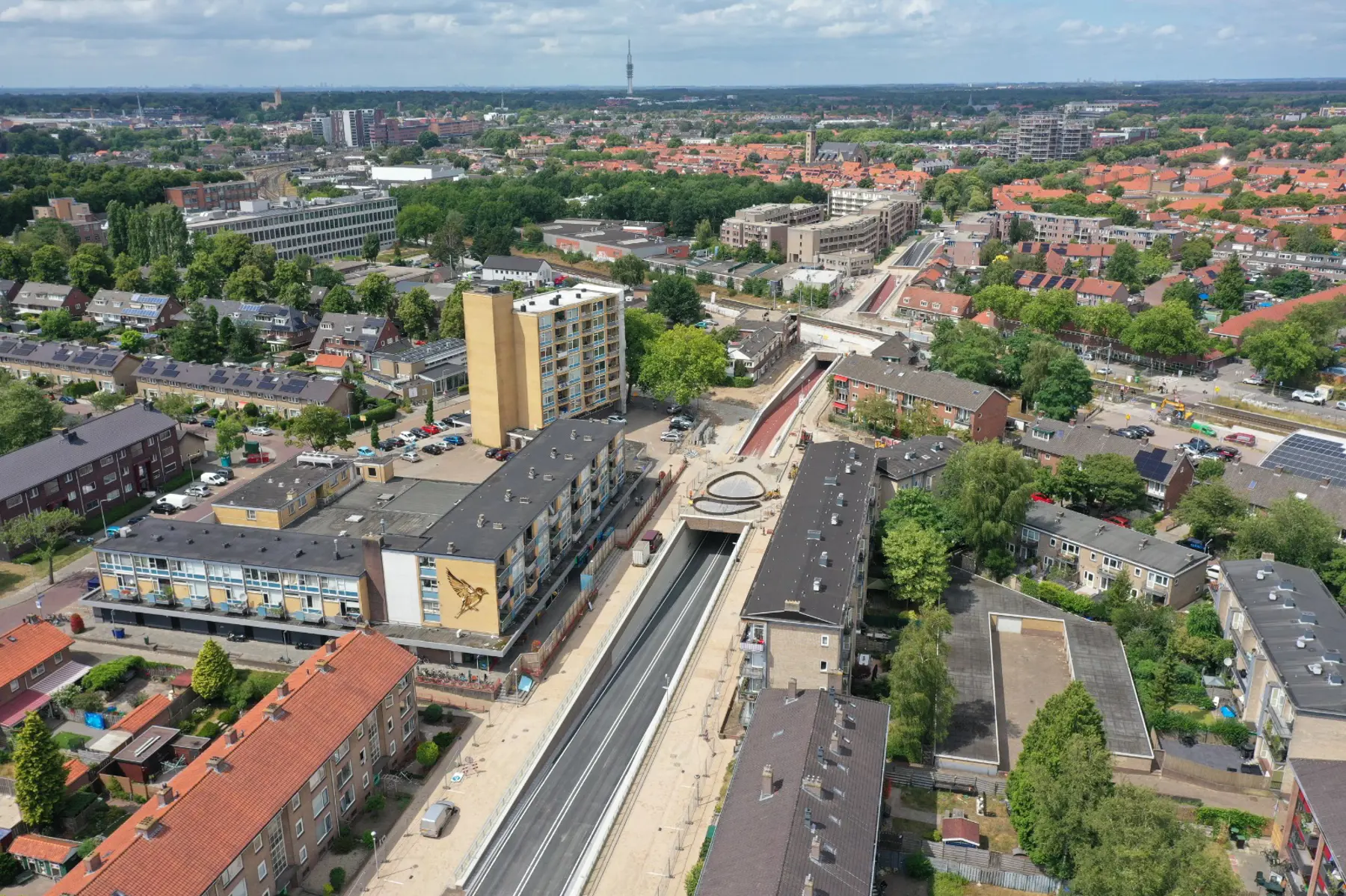 De Alexiatunnel vanuit de lucht gezien