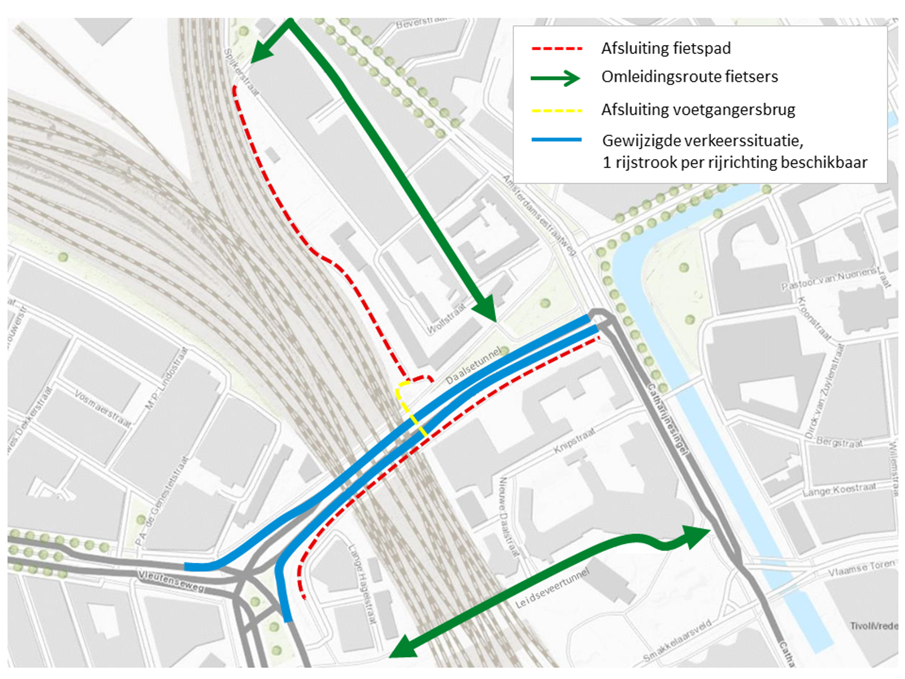 Kaartje met gewijzigde verkeerssituatie