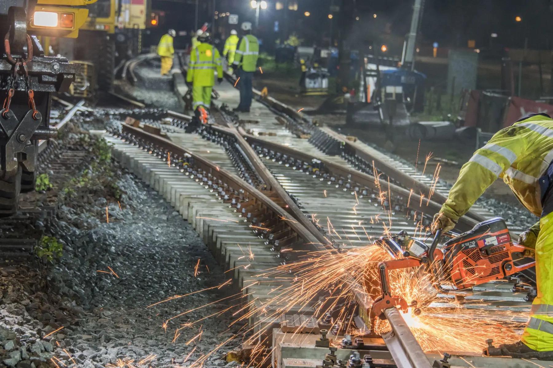 Slijpen tijdens spoorvernieuwing