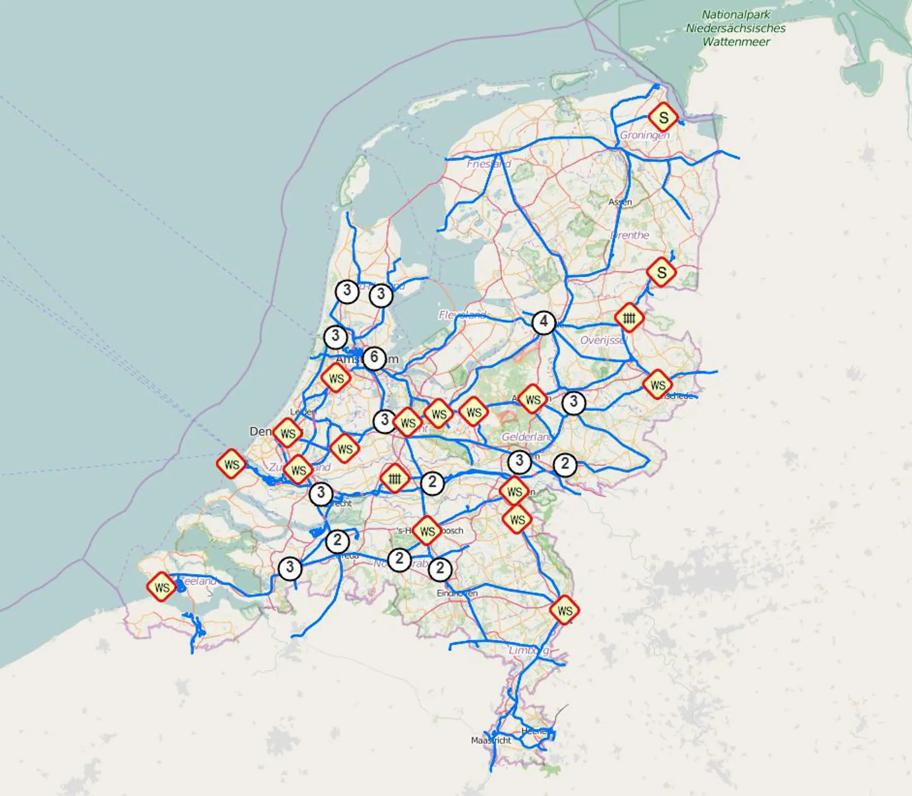 Spoorkaart met wisselstoringen