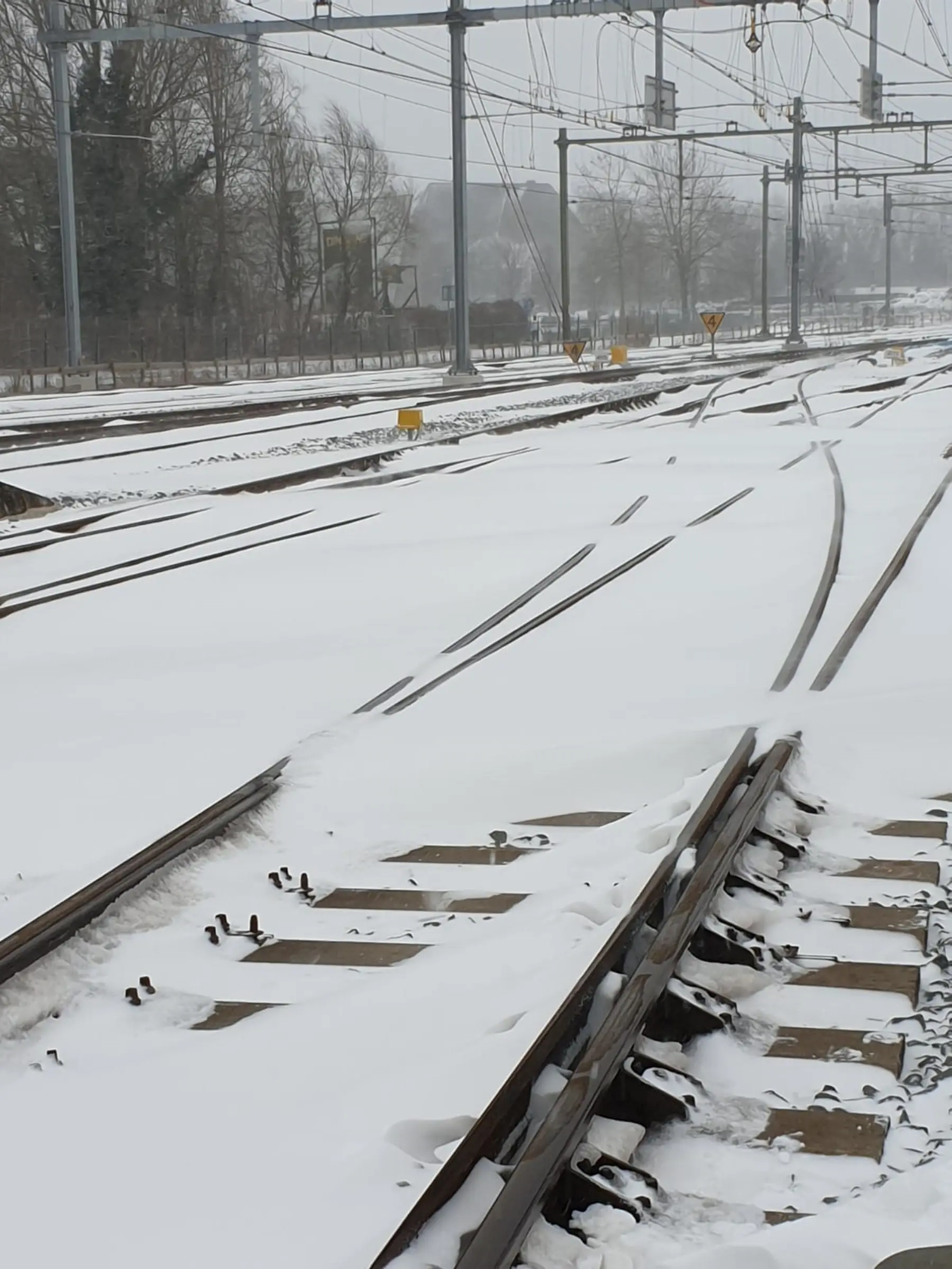 Sporen komen onder de sneeuw te liggen