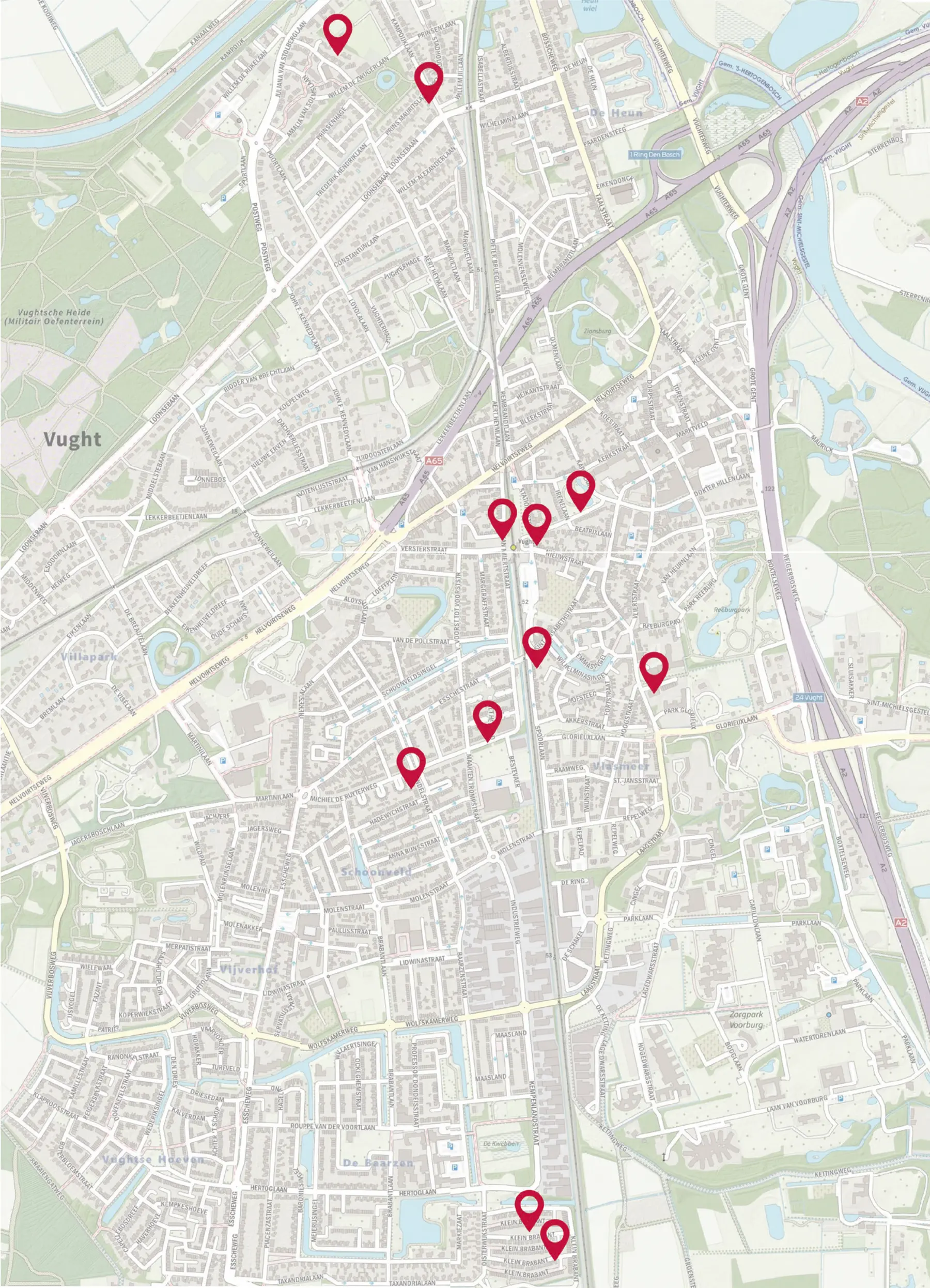 Kaart met locaties van klankbordgroepleden