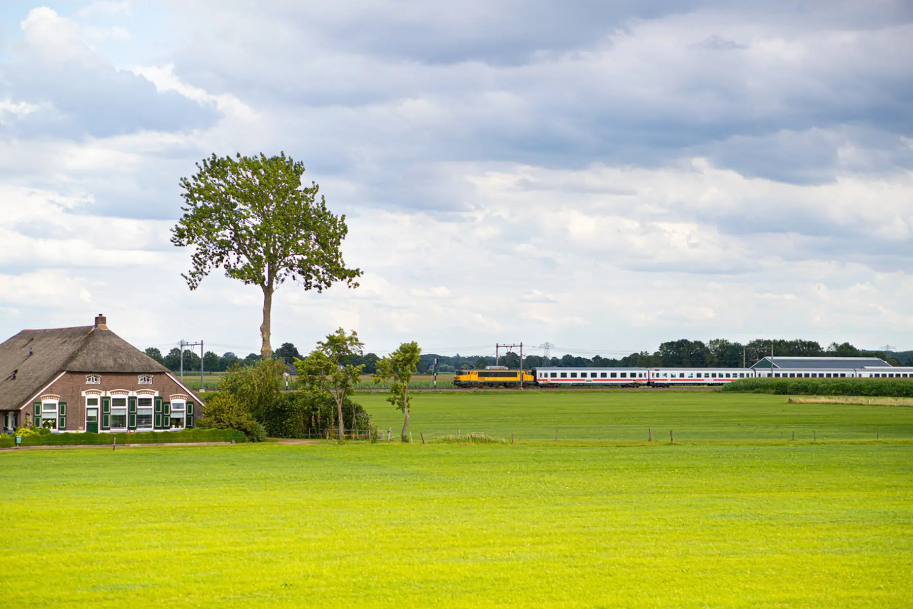 De Intercity naar Berlijn in een zomers landschap