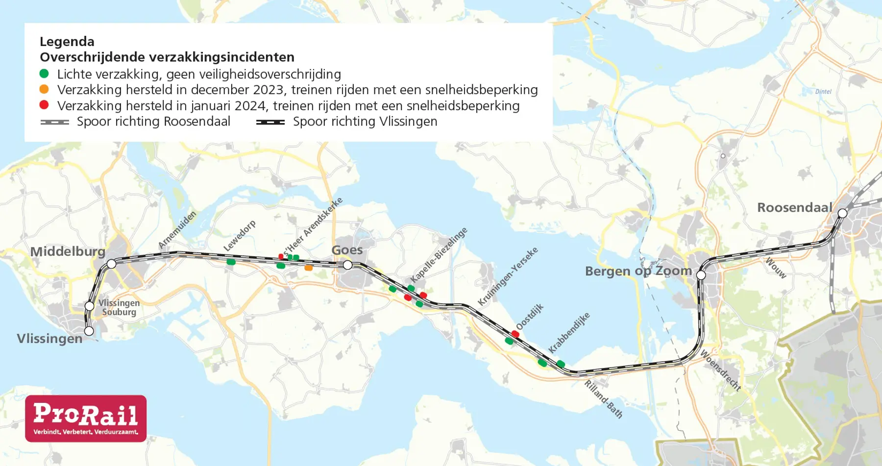 De verzakkingen op de kaart