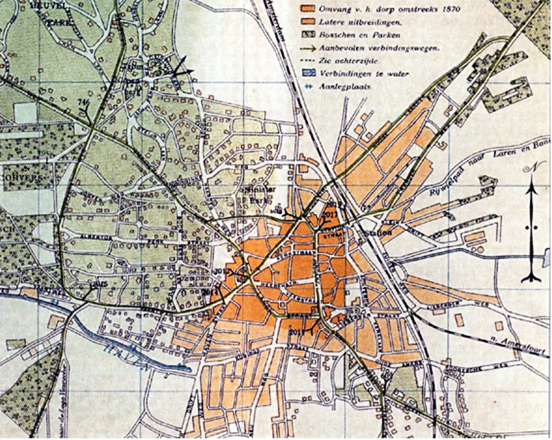 Kaart Hilversum 1870